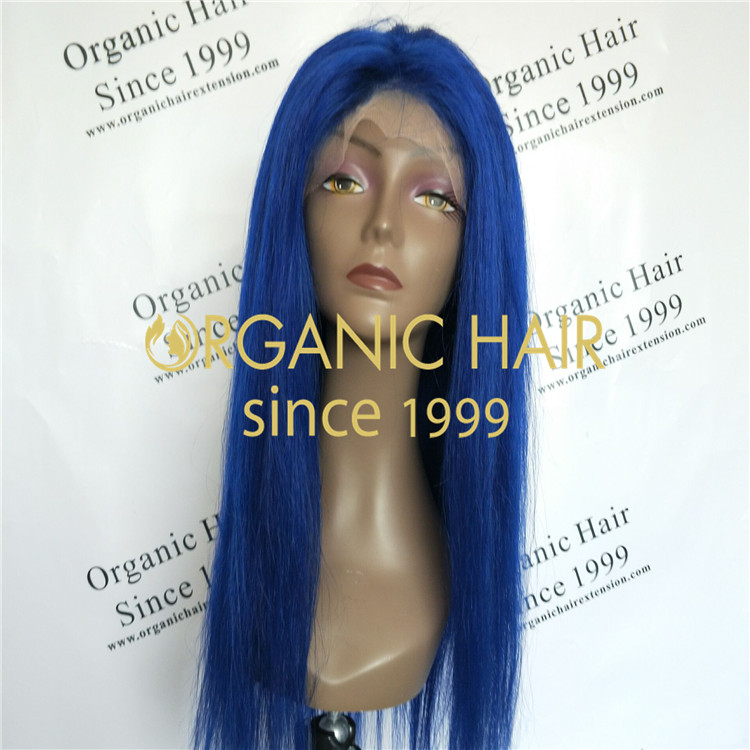 Blue color,130 density full lace wig with vigin remy human hair A54